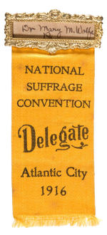 RARE IDENTIFIED "DELEGATE" BADGE TO 1916 NATIONAL CONVENTION.