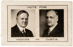 HOOVER JUGATE PHOTOGRAPHIC CARD AND TWO BUTTONS FOR CHARLES CURTIS.