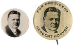 HOOVER PAIR OF UNCOMMON BUTTONS ONE A REAL PHOTO AND THE OTHER A HIGHLY DOMED LITHO.