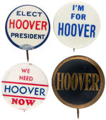 HOOVER FOUR NAME AND SLOGAN BUTONS WITH TWO UNLISTED IN HAKE.