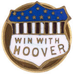 HOOVER FOUR SCARCE ENAMEL ON BRASS PINS AND LAPEL STUDS.