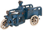 HUBLEY “CRASH CAR” CAST IRON TOY MOTORCYCLE TRIO.