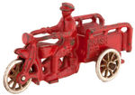 HUBLEY “CRASH CAR” CAST IRON TOY MOTORCYCLE TRIO.