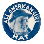 "ALL AMERICAN GIRL HAT" FIRST WE'VE SEEN.