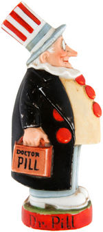 LITTLE NEMO CHARACTER "DOCTOR PILL" GLAZED CHINA FIGURAL FLASK.