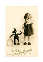 RARE GERMAN REAL PHOTO POSTCARD FEATURING MICKEY MOUSE DOLL.