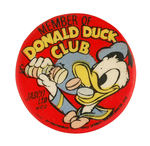 RARE DONALD DUCK ENGLISH CANDY CLUB BUTTON.