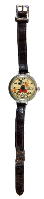 "MICKEY MOUSE INGERSOLL" RARE FIRST VERSION ENGLISH WRIST WATCH.