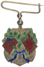 JAPAN NAVY OCT. 1908 MEDAL AWARD TO GREAT WHITE FLEET & 1914 JAPAN/SEATTLE BADGE.