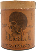 "BIGGER HAIR SMOKING TOBACCO" BLACK AMERICANA TOBACCO CONTAINER.