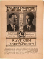 RARE 1932 "PLATFORM OF THE SOCIALIST LABOR PARTY" WITH JUGATE IMAGE OF REYNOLDS AND AIKEN.