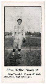 "MISS NELLIE TWARDZIK" HISTORIC BASEBALL PLAYER 1930s SOUVENIR CARD.