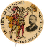 THEODORE ROOSEVELT AND LOS ANGELES FESTIVAL OF FLOWERS RARE 1903 BUTTON.