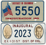 GROUP OF THREE INAUGURAL ITEMS FROM IKE, KENNEDY AND CARTER INCLUDING JUGATE LICENSE PLATE.