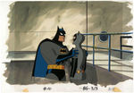 "BATMAN: THE ANIMATED SERIES" BATMAN & CATWOMAN ANIMATION CEL & BACKGROUND.