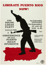 RARE GRAPHIC YOUNG LORDS PARTY "LIBERATE PUERTO RICO NOW" POSTER.