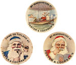 SANTA THREE DIFFERENT BUT MATCHING BUTTONS FROM FOSTER & COCHRAN’S.
