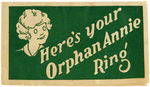 ORPHAN ANNIE SIGNET RING AND RARE INSTRUCTION FOLDER.