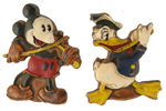 MICKEY AND DONALD WOOD COMPOSITION PINS C. 1938.