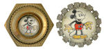 MICKEY 1930s REVERSE ON GLASS JEWELRY PIN PAIR.