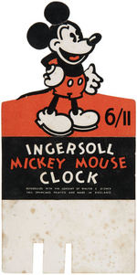 "MICKEY MOUSE INGERSOLL CLOCK" DISPLAY SIGN.