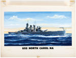 PYRO WORLD WAR II "TABLE TOP NAVY - USS NORTH CAROLINA" ORIGINAL MODEL KIT BOX LID ART.