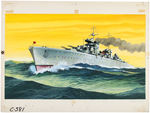 PYRO WORLD WAR II "TABLE TOP NAVY - GERMAN CRUISER PRINZ EUGEN" ORIGINAL MODEL KIT BOX LID ART.