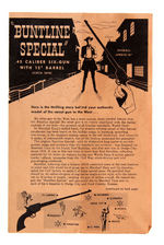 "WYATT EARP BUNTLINE SPECIAL" GLEEM TOOTHPASTE PREMIUM PLASTIC PISTOL W/SUNDAY COMIC AD OFFER.