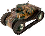 MARX TIN LITHO WIND-UP ARMY CAR & FOUR DIFFERENT VARIETY TANKS.