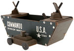 WWII HOME FRONT WOOD TOY LOT WITH TWO “COMMANDO INVASION” BARGES.