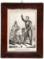 LINCOLN PROCLAIMING “FREEDOM TO THE SLAVES” CURRIER & IVES PRINT AND VINTAGE FRAME.