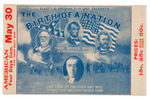 D.W. GRIFFITH’S 1915 CLASSIC MOVIE “BIRTH OF A NATION” AD POST CARD WITH LEE/LINCOLN/GRANT/WILSON.