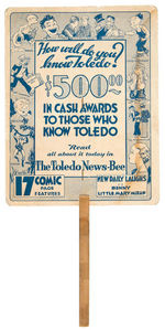 "TOLEDO NEWS-BEE" NEWSPAPER PROMO FAN WITH TARZAN & OTHER CHARACTERS.