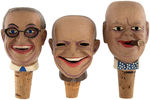 SIX WWII ERA PORTRAIT BUST BOTTLE STOPPERS INCLUDING TRUMAN, CHURCHILL AND MacARTHUR.