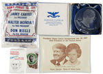 GROUP OF 14 CARTER ITEMS INCLUDING LARGE BANK, NECK TIE, TRIVET AND MORE.