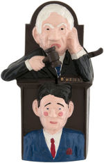 RONALD REAGAN AND TIP O'NEILL MECHANICAL BANK AND STILL BANK FEATURING JELLY BEAN.