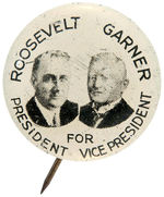 "ROOSEVELT/GARNER" 1932 LITHO JUGATE BUTTON.