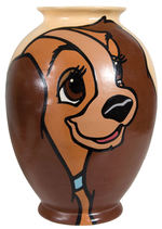 LADY FROM "LADY AND THE TRAMP" ONE-OF-A-KIND CERAMIC VASE BY BRENDA WHITE & JESSE RHODES.