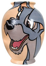 TRAMP FROM "LADY AND THE TRAMP" ONE-OF-A-KIND CERAMIC VASE BY BRENDA WHITE & JESSE RHODES.