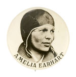 "AMELIA EARHART" RARE REAL PHOTO BUTTON.