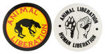 “ANIMAL LIBERATION” BUTTON PAIR CIRCA 1992 ISSUED BY P.E.T.A.