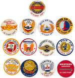GRAPHIC AND RARE GROUP OF THIRTEEN BUTTONS NAMING AIRLINES AND GIVEN TO “JR. FLIGHT CAPT.”