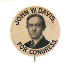 DAVIS EARLY CAREER "FOR CONGRESS" BUTTON.