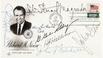 RICHARD NIXON FIRST DAY COVER FROM INAUGURATION DAY SIGNED BY PRINCIPALS IN THE WATERGATE SCANDAL.