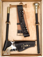 "BAT MASTERSON HOLSTER SET WITH CANE AND VEST."