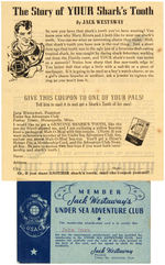 "JACK WESTAWAY'S UNDERSEA ADVENTURE CLUB" MEMBERSHIP LOT.