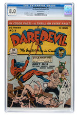 "DAREDEVIL" #4 OCTOBER 1941 CGC 8.0 VF.