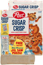 POST "SUGAR CRISP" CEREAL BOX WITH ROY ROGERS JIGSAW PUZZLE OFFER.