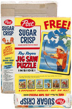 POST "SUGAR CRISP" CEREAL BOX WITH ROY ROGERS JIGSAW PUZZLE OFFER.