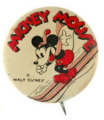 "MICKEY MOUSE" ON SKIS LITHO VERSION GIVE-AWAY BUTTON.